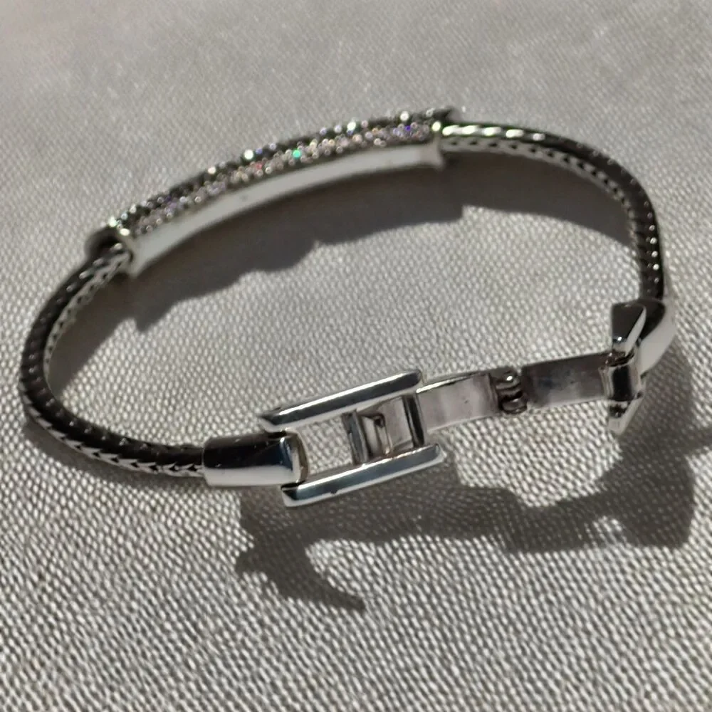 Brighton Meridian Blaze Collar Necklace & Bracelet Set Silver Tone Chain Crystal